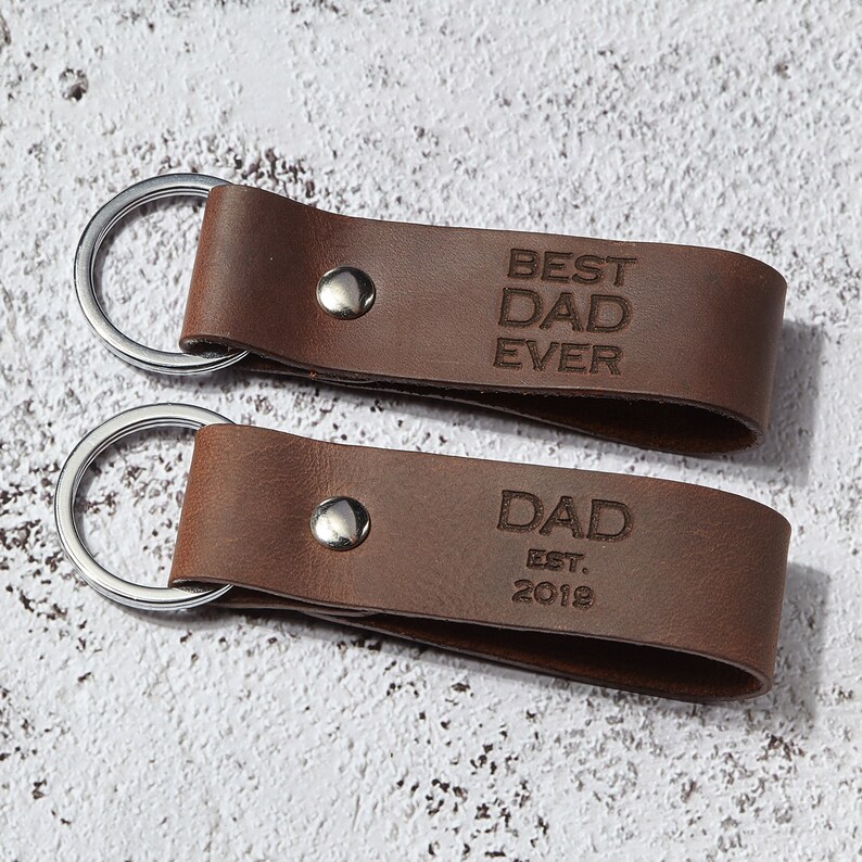 Best Dad Keychain Gift For Husband Personalized Father/'s Day Gift Baby Shower Gift Dad Leather Keychain Daddy Birthday Gift
