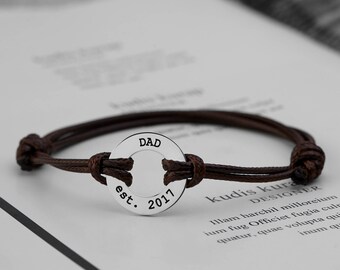 Regalo para papá en baby shower, regalo para papá primerizo en el Día del Padre, pulsera personalizada para papá, pulsera grabada para hombre, regalo de cumpleaños de la esposa, regalo para papá primerizo.