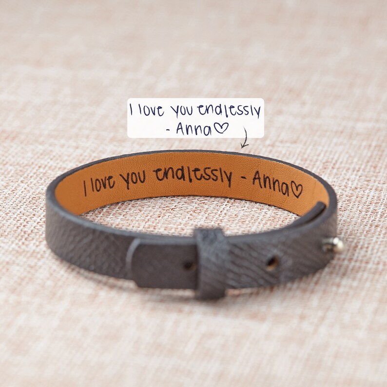 Petit ami cadeau personnalisé de la Saint-Valentin, cadeau danniversaire pour petit ami, bracelet décriture manuscrite, cadeau de mari à message caché gravé image 8