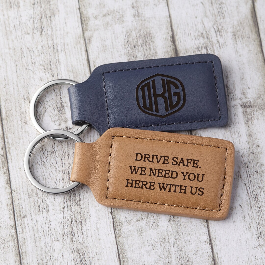 Personalized Men Keychain, Name Key Chain, Drive Safe Keychain for