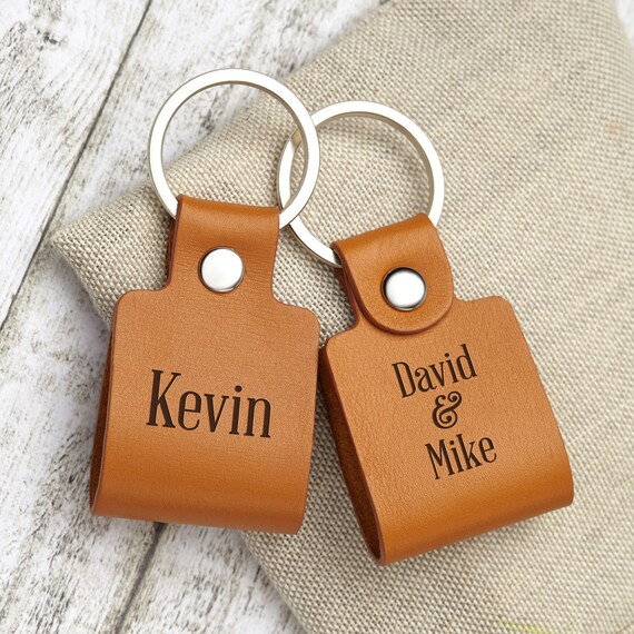 Leather Keychain Name Keychain Personalized Mens Keychain Custom