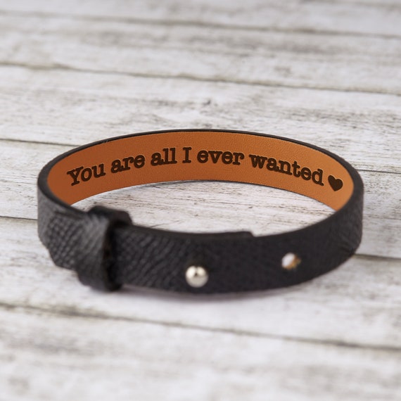 Mens Personalized Leather Bracelets, Custom Husband Gift From Wife
