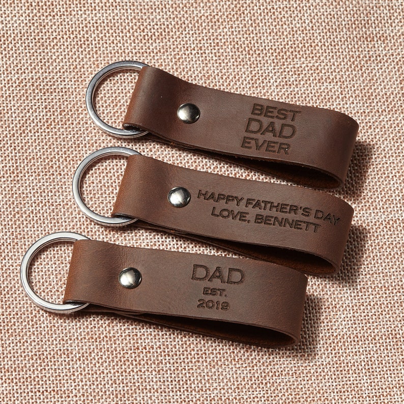 Best Dad Keychain Gift For Husband Personalized Father/'s Day Gift Baby Shower Gift Dad Leather Keychain Daddy Birthday Gift