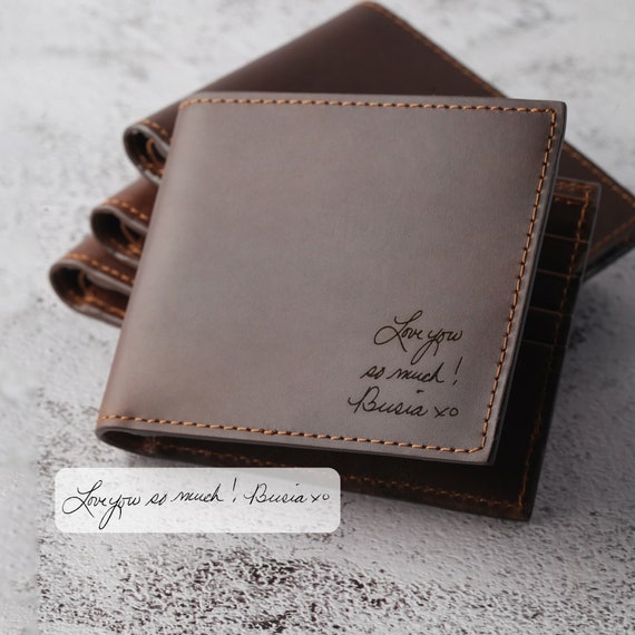 Boyfriend Personalized Gift Handwriting Wallet Leather Gift - Etsy