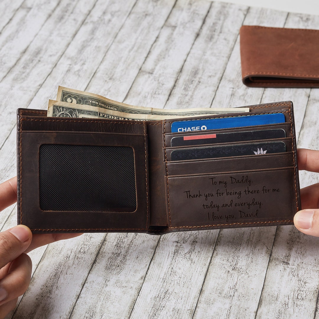 Dad Wallet Personalized, Dad Leather Wallet, Mens Wallet Bifold ...