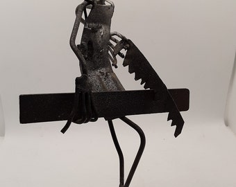 Fantastic Welded Metal Small Statue of Carpenter or Handyman