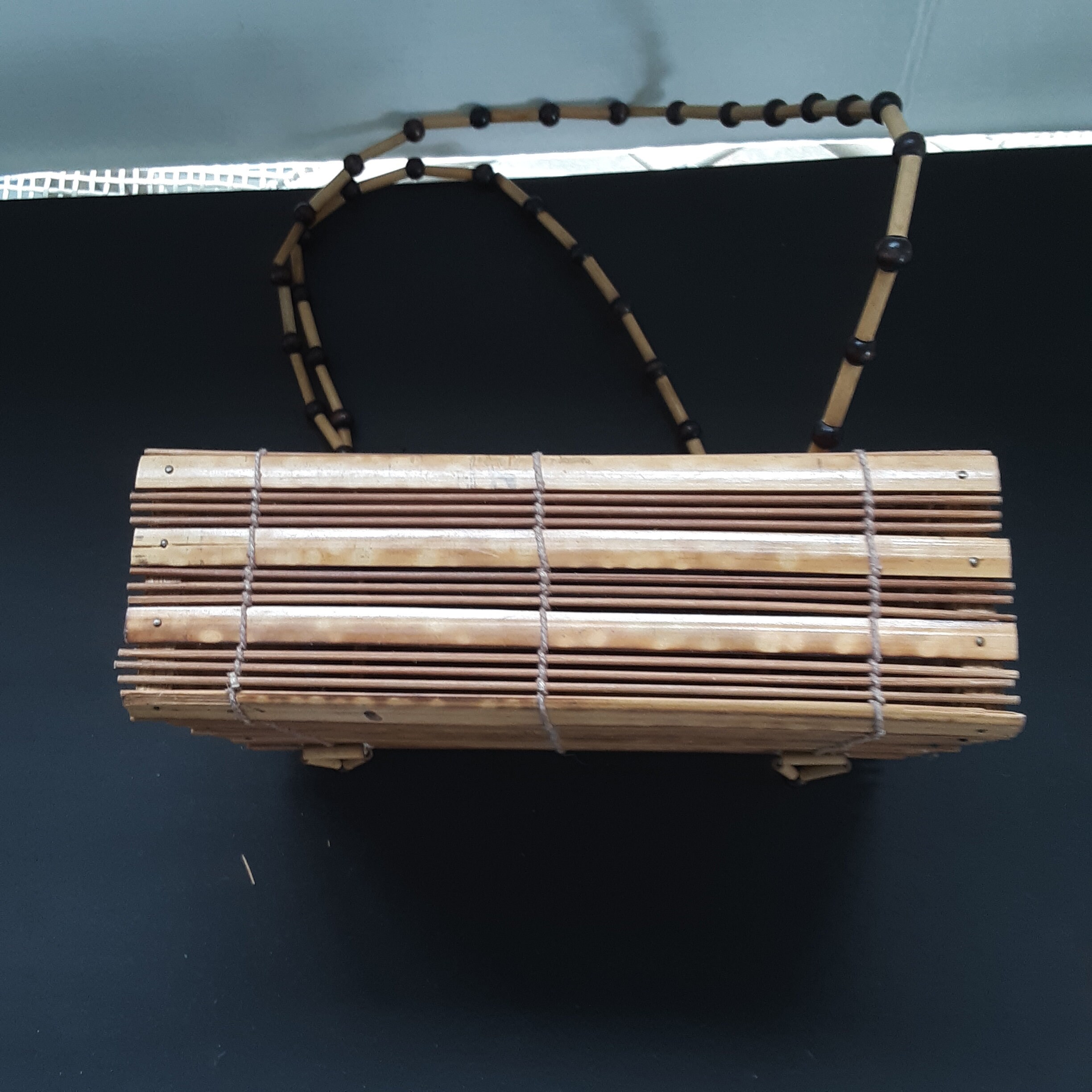 Vintage Bamboo Handbag Purse Tropical Boho Style Woven Beaded Etsy