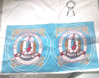 Rare St. Pauli Girl Beer Can Fabric Panel for Pillow