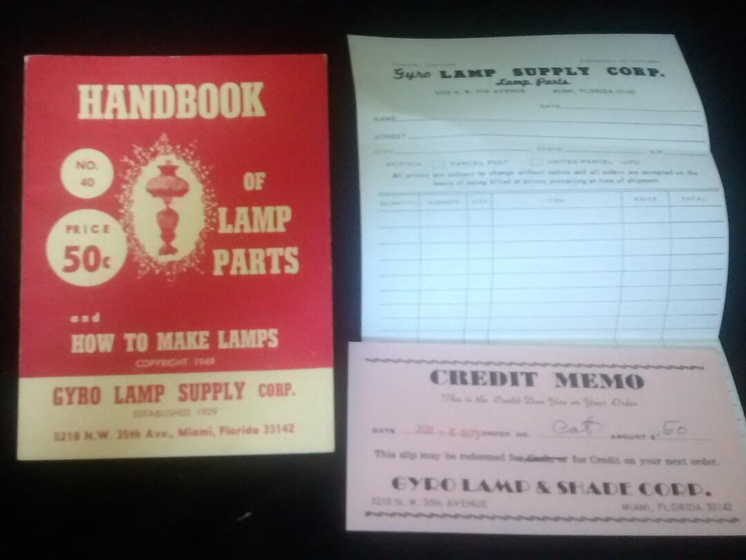 Vintage 1949 handbook of Lamp Parts and how to Make Lamps From Gyro