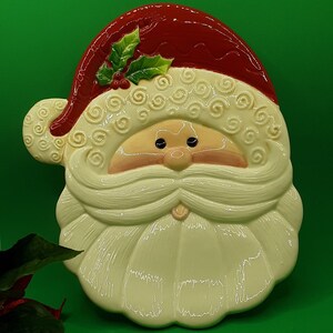 Adorable Fitz and Floyd &quot;Holiday Folk&quot; Santa Cookie/Canape Plate or Wall Hanging