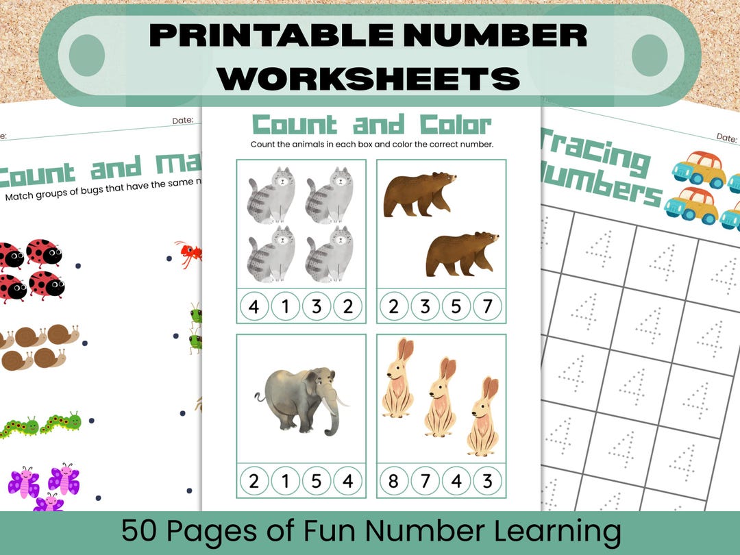 BUNDLE Printable Number Worksheets, Busy Book, Kindergarten Preschool ...