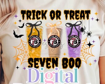 7 Brew carrapato ou travessura png, 7 boo halloween, download digital