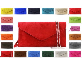 Ladies  Real  Suede Leather evening clutch bags women Chain Envelope crossbody fashion bag