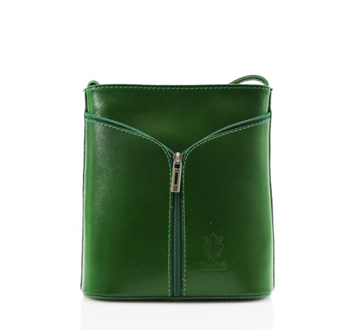 Ladies Real Italian Leather Crossbody Bag. Vera Pelle Crossbody Bag