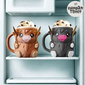 Highland Cow Ice Cream Pint Mug Holder, Highland Cow Ice Cream Pint, Ice cream holder, Highland Cow Ice Pint Holder