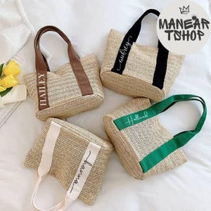 Personalized Straw Bag, Beach Bag, Custom Name Tote Bag, Bridesmaid Gifts Bridesmaid Bags, Bachelorette Gifts, Girls Trip Bags