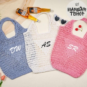 Personalized Raffia Beach Tote Bag, Custom Beach Straw Bag, Initials Handle Bag, Bridesmaid Gifts Bag, Custom name Girls Travel Bags