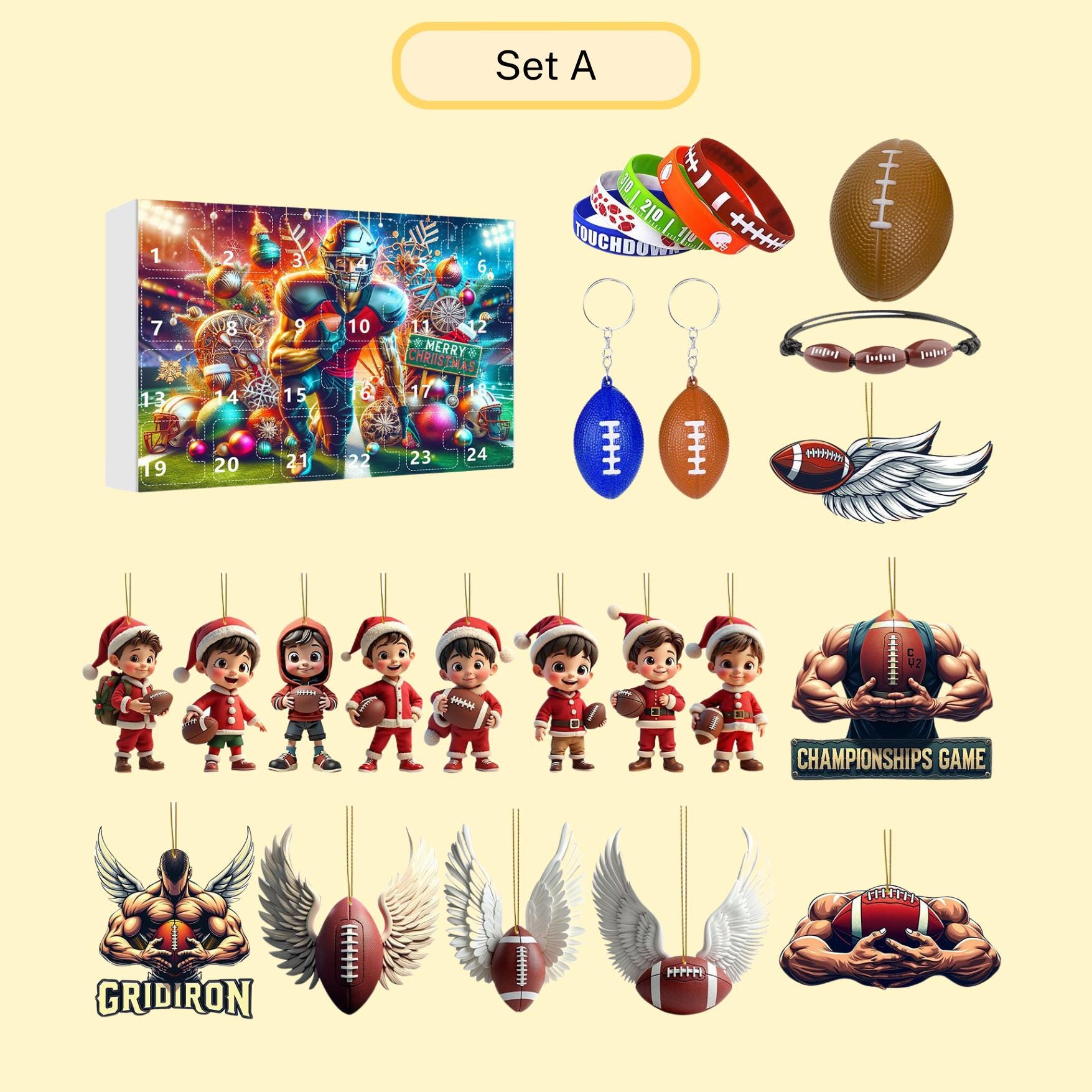 Discover Christmas Football Advent Calendar 2025, Football Ornament Blind Box, Holiday Decor, Gift for Fans
