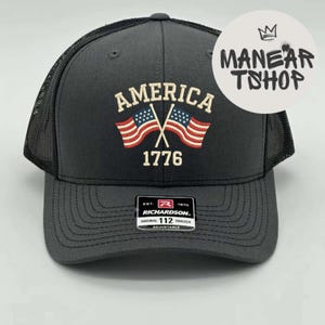 Embroidered USA Trucker Hat- Adjustable Fit for Men Women, American Flag, 4th of July, Independence Day, Gift for him
