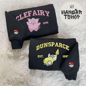 Embroidery Custom PKM T-shirt Sweatshirt Hoodie, Custom Name and Year Poke shirt, Embroidered anime shirt, Gift for him, Gift for fan
