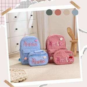 Mochila y lonchera personalizadas hechas a mano, kit de regreso a clases, regalo personalizado para el regreso a clases, regalo para él, regalo para ella