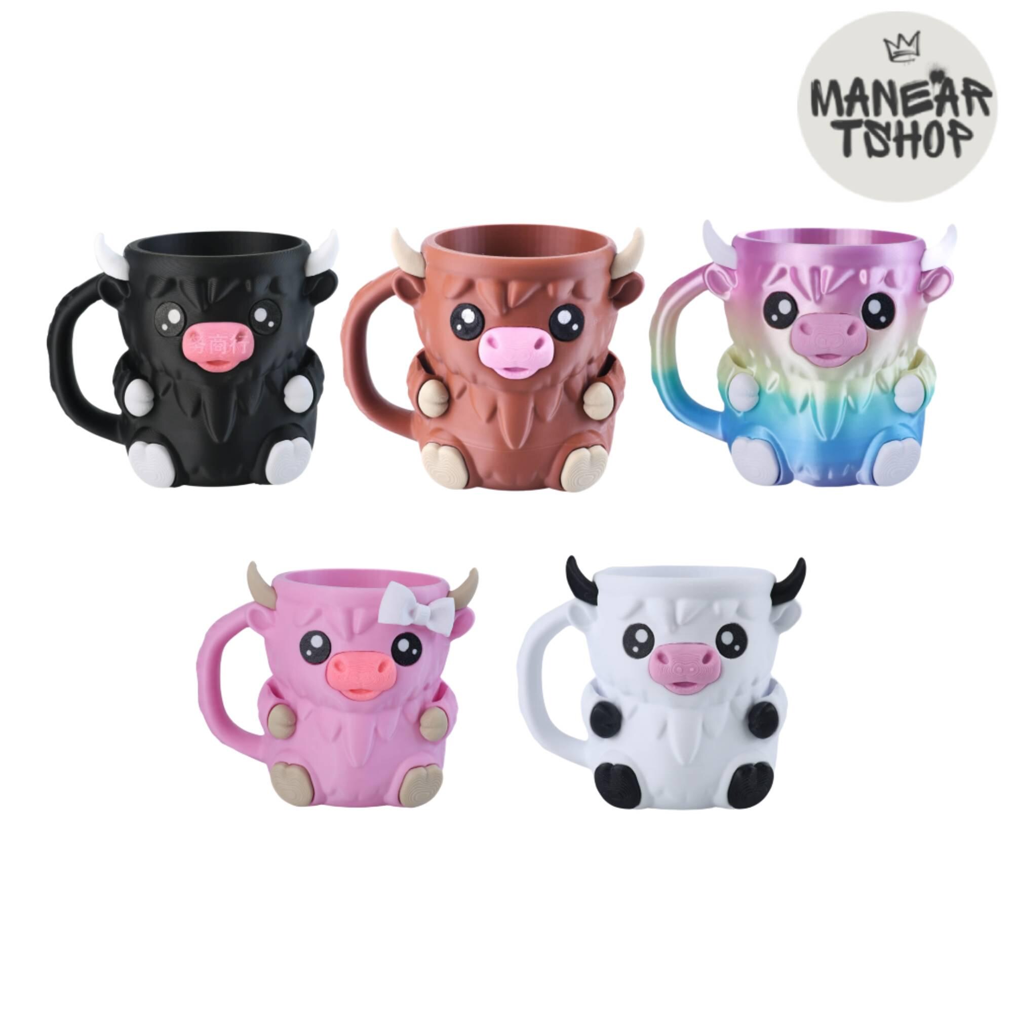 Portavasos Para Helado Con Forma De Vaca Highland - Aislante, Antiderrames - Soporta Pintas Y Latas - Decoración Divertida Para Cocina