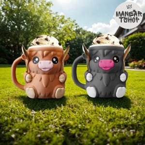 Highland Cow Ice Cream Pint Mug Holder, Highland Cow Ice Cream Pint, Ice cream holder, Highland Cow Ice Pint Holder