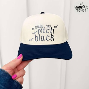 Embroidered A Little ray of Pitch Black hat, Dark Humor Gothic Style Bat hat, Stylish baseball cap, Funny gift, Two-Tone baseball hat