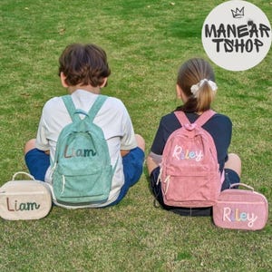 Mochila y lonchera personalizadas hechas a mano, kit de regreso a clases, regalo personalizado para el regreso a clases, regalo para él, regalo para ella