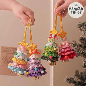 Christmas tree car pendant, Christmas Tree Hanger, Crochet Mirror Hanger Decor, Christmas gift, Rustic Wool Christmas Tree Decoration