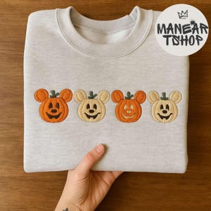 Halloween Pumpkin Mickey Embroidered T-shirt Sweatshirt Hoodie,Pumpkin Patch Disney Shirt, Fall Disney Crewneck, Spooky Season Cute Cozy