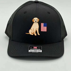 Embroidered USA Patriotic Dog Trucker Hat- Adjustable Fit for Men Women, American Flag, 4th of July, Independence Day, Gift for him
