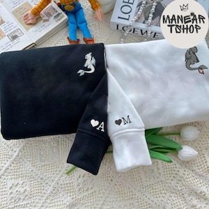 Sudadera con bordado personalizado de pareja de dragones, lindo conjunto a juego con dibujos animados inspirados, Furia Nocturna y Furia Luminosa, pareja a juego