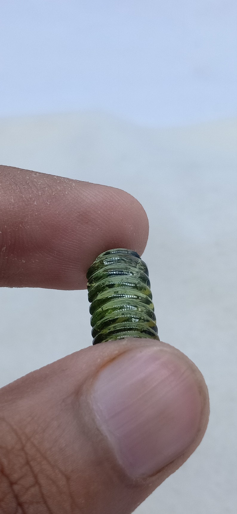 5.93 Cts Tourmaline Earth Mined Natural Ultimate Green Color Carving Shape Loose Gemstone -1Pcs