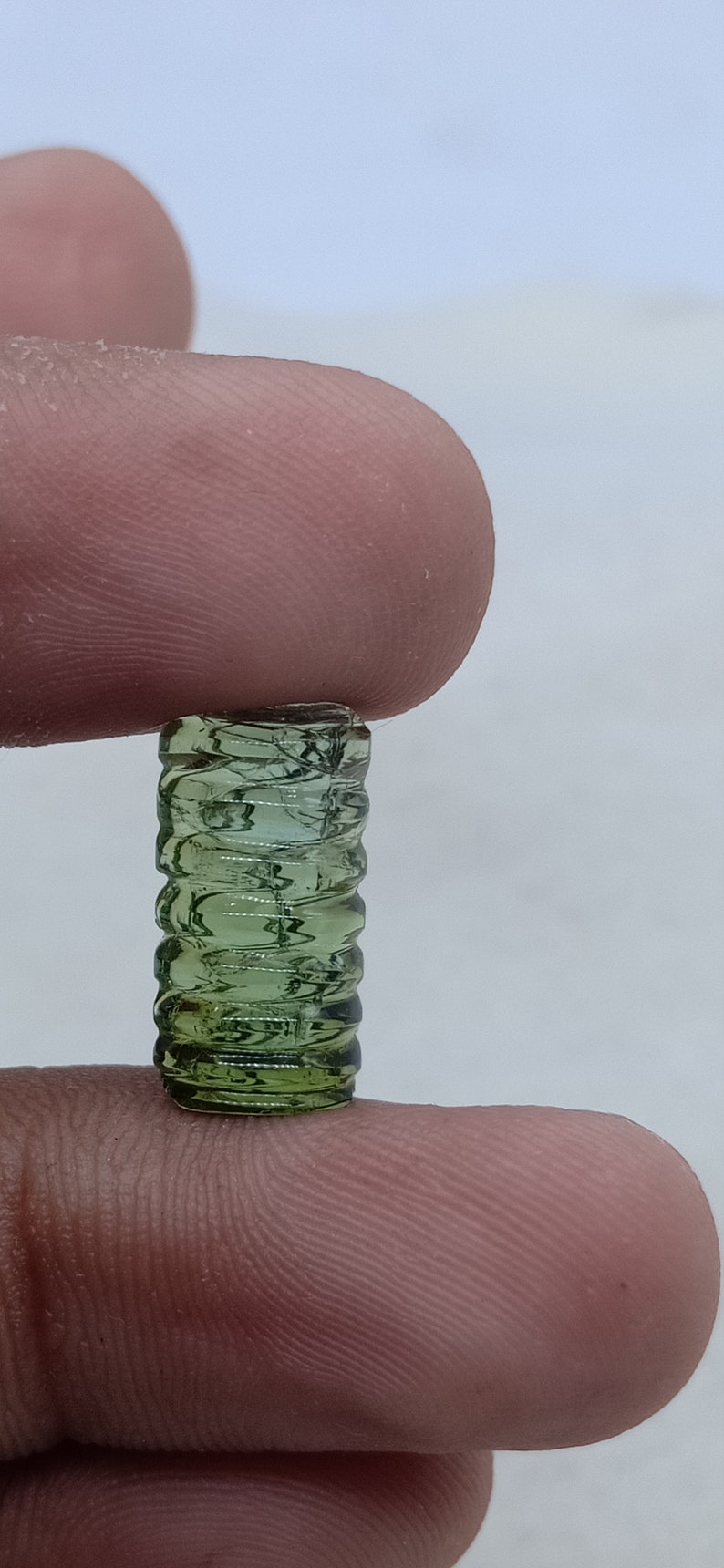 5.93 Cts Tourmaline Earth Mined Natural Ultimate Green Color Carving Shape Loose Gemstone -1Pcs