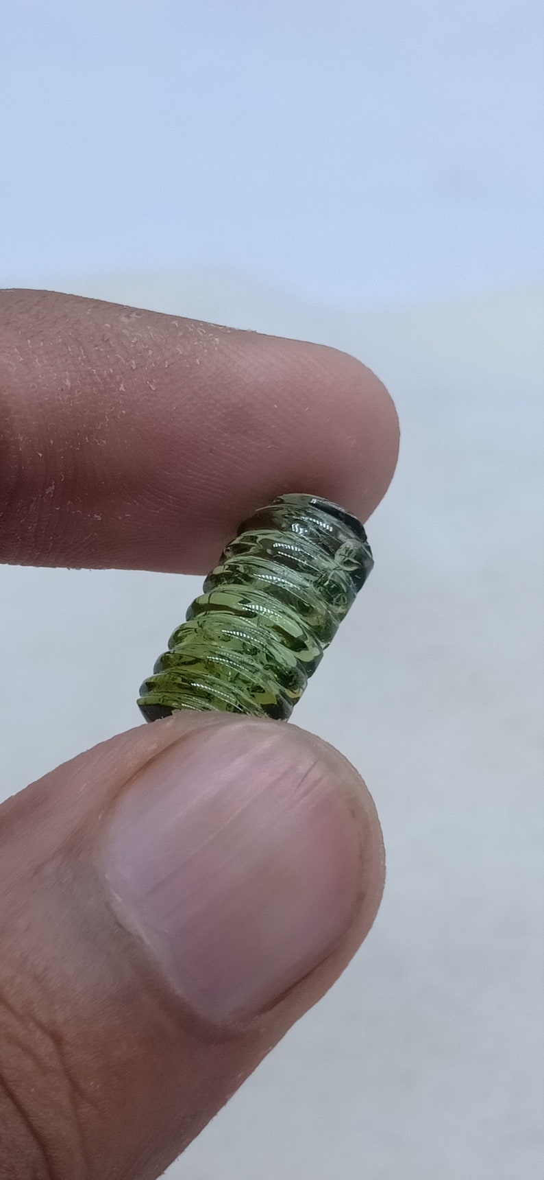 5.93 Cts Tourmaline Earth Mined Natural Ultimate Green Color Carving Shape Loose Gemstone -1Pcs
