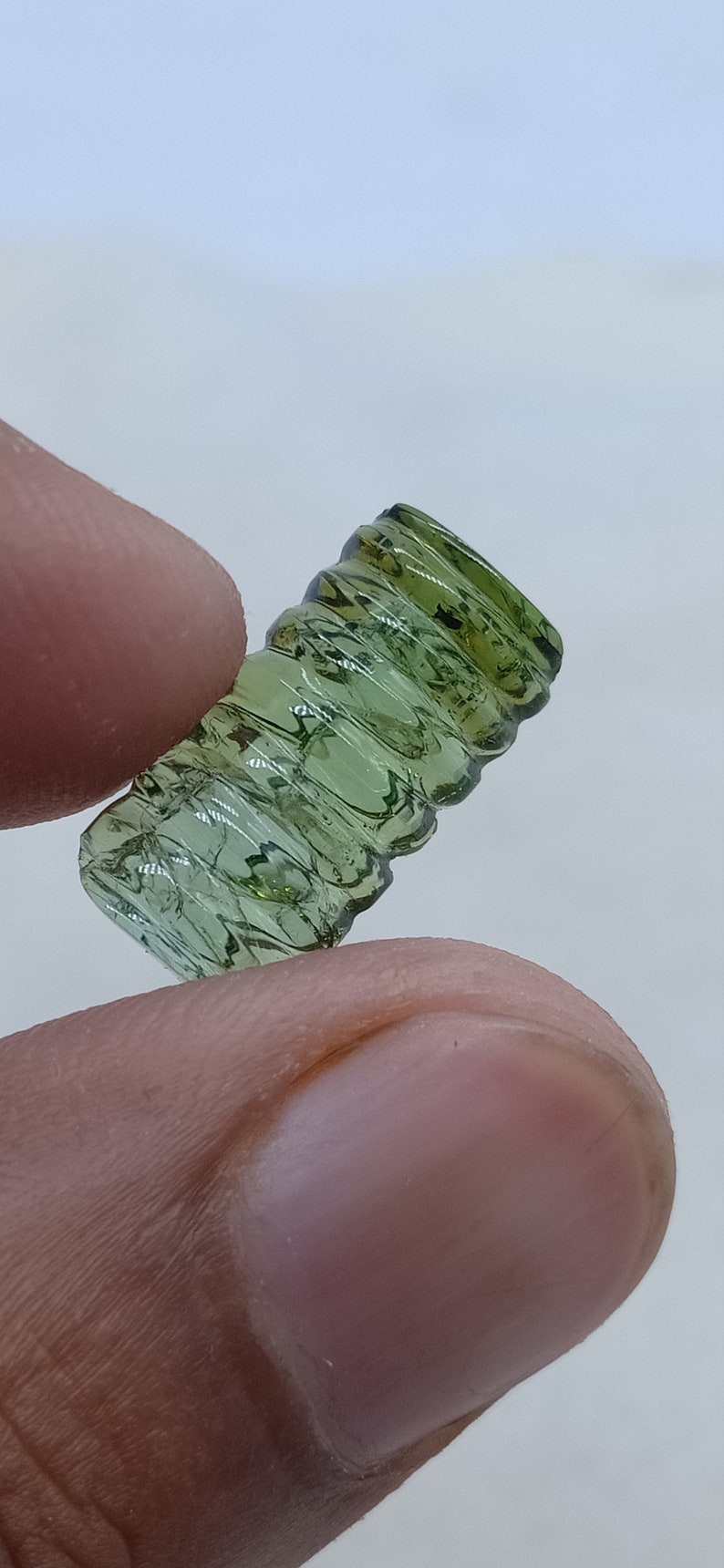 5.93 Cts Tourmaline Earth Mined Natural Ultimate Green Color Carving Shape Loose Gemstone -1Pcs