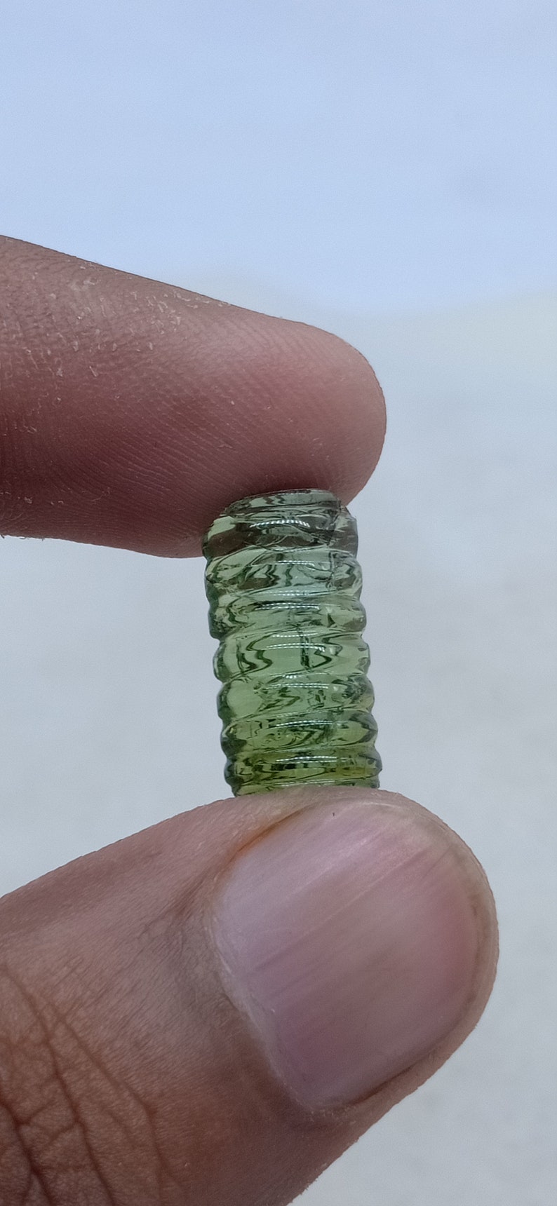 5.93 Cts Tourmaline Earth Mined Natural Ultimate Green Color Carving Shape Loose Gemstone -1Pcs