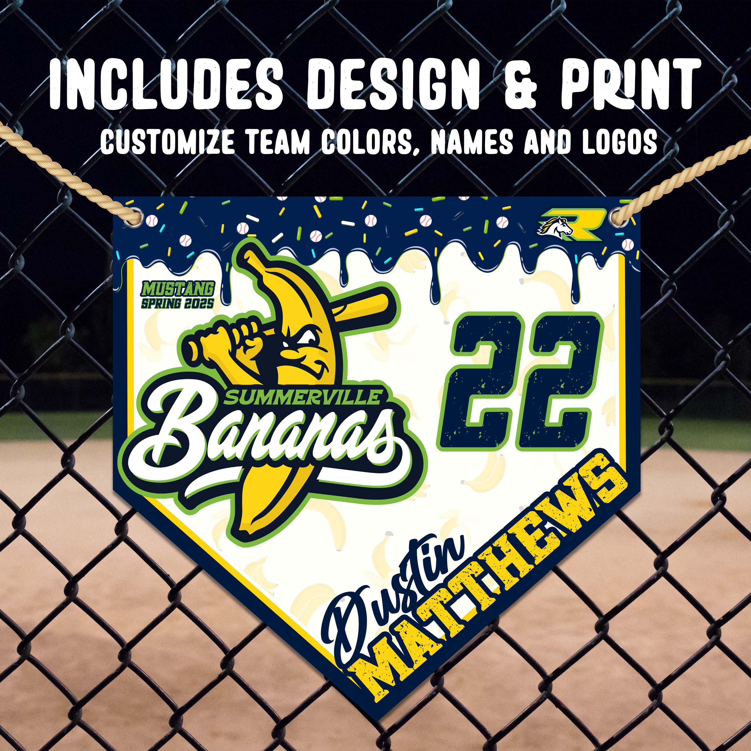 Custom DRIP Baseball Home Plate Pennant Vinyl Banner - Completely Customizable