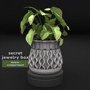 Secret Jewelry Container Pot: Hidden Compartment Geometric Planter