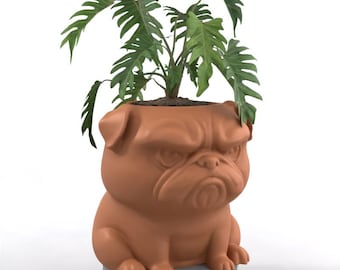 Funny Looking Dog Pug - Whimsical Succulent Planter, Pot, Pen, Cup or Candy Bowl