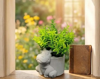 Whimsical Hippo Succulent Planter, Desktop Organizer, Candy Bowl
