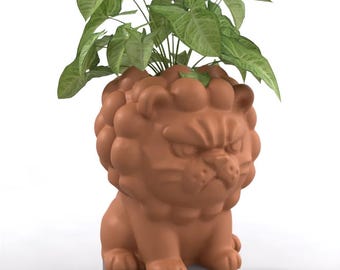 Whimsical Angry Lion Succulent Planter, Pot, Pen, Cup or Candy Bowl