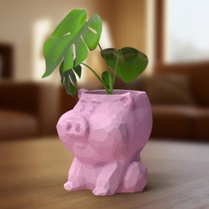 Whimsical Pig Planter, Geometric Pen, Candy Holder, Succulent Pot