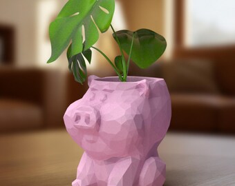 Maceta con forma de cerdito, bolígrafo geométrico, soporte para dulces, maceta para suculentas.
