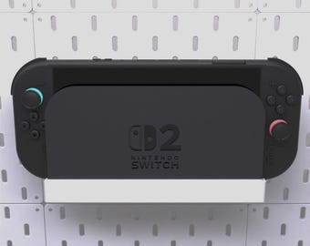 Switch 2 Wall Mount for Skadis Pegboard: Gaming Console Organizer