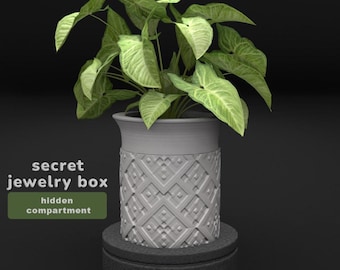 Secret Compartment Planter: Geometric Style Pot, Hidden Container