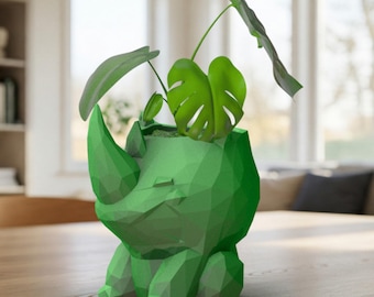 Whimsical Geometric Rhinoceros Pot, Candy Bowl, Pen Holder
