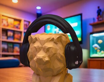 Soporte para auriculares - Lowpoly Lion - Accesorio para juegos