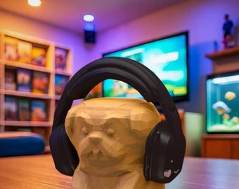 Headphone Stand - Lowpoly, Shih Tzu Dog, Headset Holder